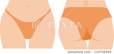 Illustration of a woman's buttocks (waist/belly) 124708440