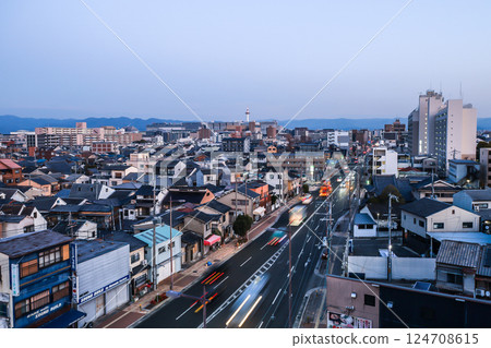 Morning Kyoto cityscape with Kyoto Tower in view Morning Kyoto cityscape with Kyoto Tower in view 124708615