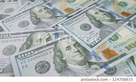 A Collection of Hundred Dollar Bills A Symbol of Wealth and Prosperity in the Economy A Collection of Hundred Dollar Bills A Symbol of Wealth and Prosperity in the Economy 124708633