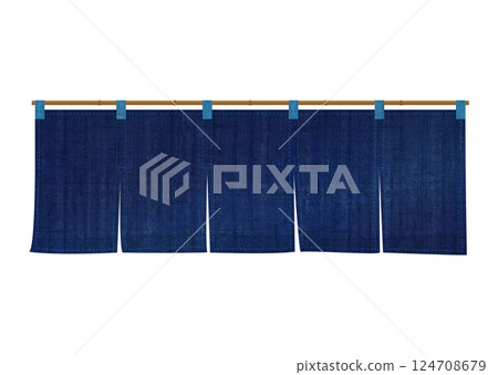 A swaying indigo linen curtain 124708679