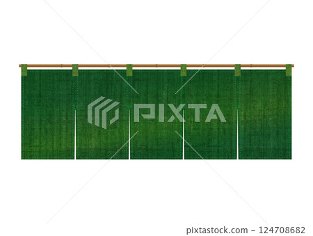 Green linen shop curtain 124708682