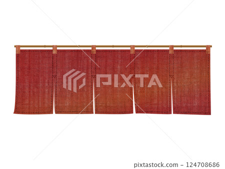 Red linen curtain swaying 124708686