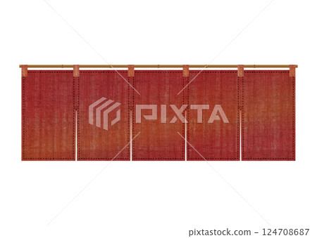 紅色亞麻店鋪窗簾 124708687