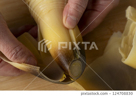 Boiled bamboo shoots as sashimi Boiled bamboo shoots as sashimi 124708830