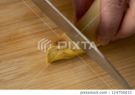 Boiled bamboo shoots as sashimi Boiled bamboo shoots as sashimi 124708832