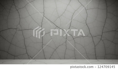 中性灰色混凝土表面有深裂縫 124709145