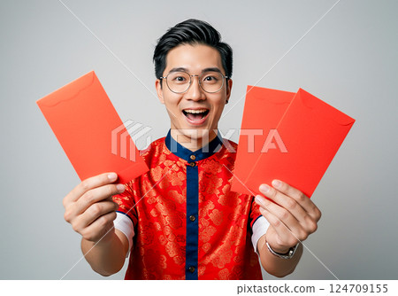 新年紅包寓意:吉祥如意、財源廣進。新年快樂 新年紅包寓意:吉祥如意、財源廣進。新年快樂 124709155