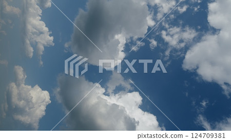 A Beautiful Blue Sky Adorned with Fluffy, Billowy White Clouds that Inspire Serenity A Beautiful Blue Sky Adorned with Fluffy, Billowy White Clouds that Inspire Serenity 124709381