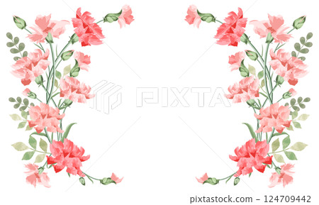 Watercolor carnation frame (wreath) Watercolor carnation frame (wreath) 124709442