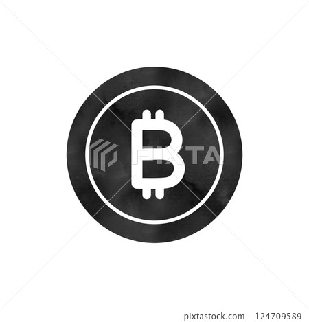 Bitcoin icon with watercolor texture 124709589