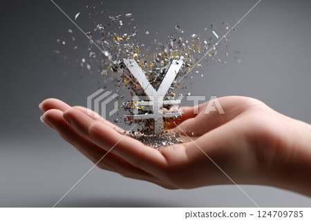 Image of the collapse of the Japanese yen 124709785