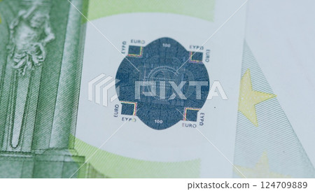 An In Depth Closeup Examination of a 100 Euro Banknotes Distinct Features and Details An In Depth Closeup Examination of a 100 Euro Banknotes Distinct Features and Details 124709889