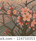 盛開的櫻花剪紙 124710353