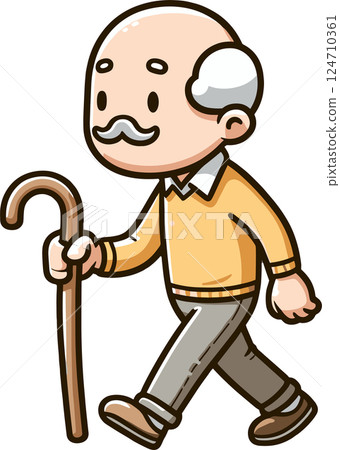 Illustration of an old man with a cane Illustration of an old man with a cane 124710361