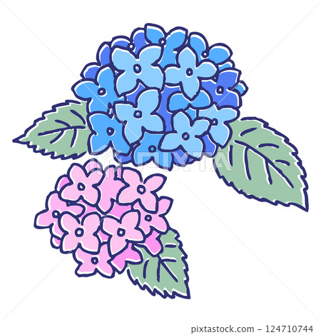 手繪鋼筆畫：繡球花 124710744