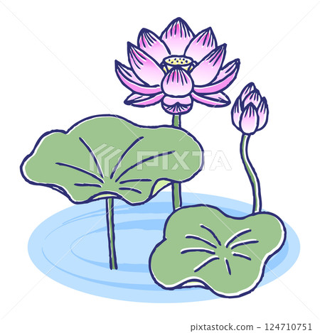 Hand-drawn pen drawing of lotus 124710751