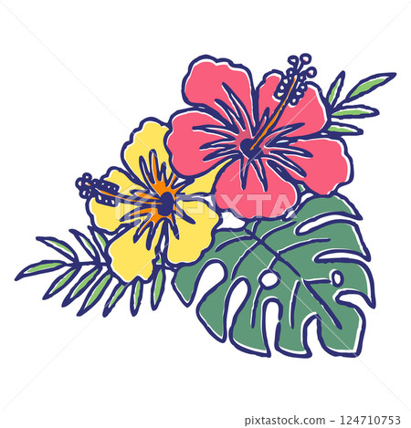 手繪鋼筆畫：芙蓉 124710753