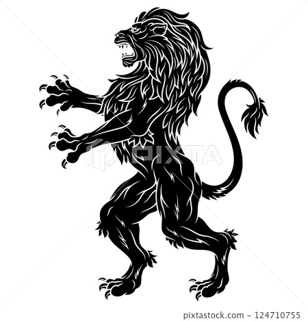 Rampant lion heraldic design Rampant lion heraldic design 124710755
