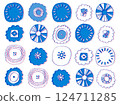 Cute handwritten Nordic pattern background_blue 124711285