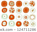 Cute handwritten Scandinavian pattern background_red 124711286