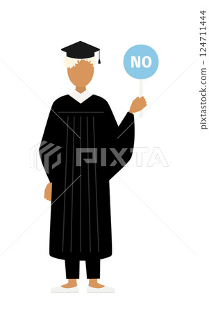 一位身穿畢業服、頭戴學位帽、手拿不沾棒的黑人女畢業生的簡單插圖 一位身穿畢業服、頭戴學位帽、手拿不沾棒的黑人女畢業生的簡單插圖 124711444