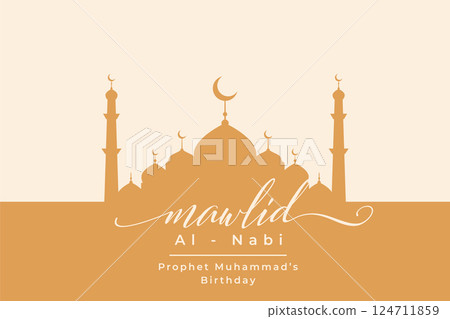 mawlid al-nabi islamic greeting with mosque design vector 124711859