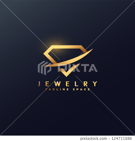 shiny diamond jewelry logo vector design with tagline space 124711886