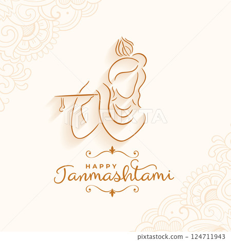 line style shree krishna janmashtami festival card design 124711943