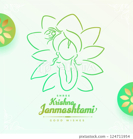line style janmashtami festival beautiful wishes card 124711954