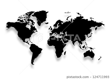 clean black world map in silhouette style template design clean black world map in silhouette style template design 124711993