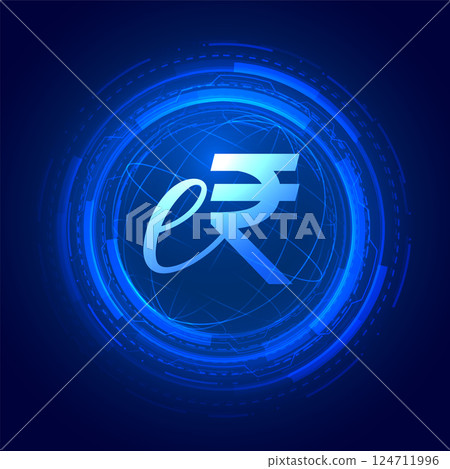 eINR erupi virtual currency techno background for digital payments eINR erupi virtual currency techno background for digital payments 124711996