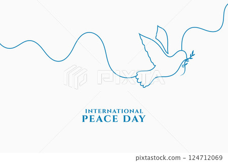 line style world peace day background with flying dove and olive branch line style world peace day background with flying dove and olive branch 124712069