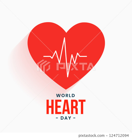 happy international heart day background with heartbeat design 124712094