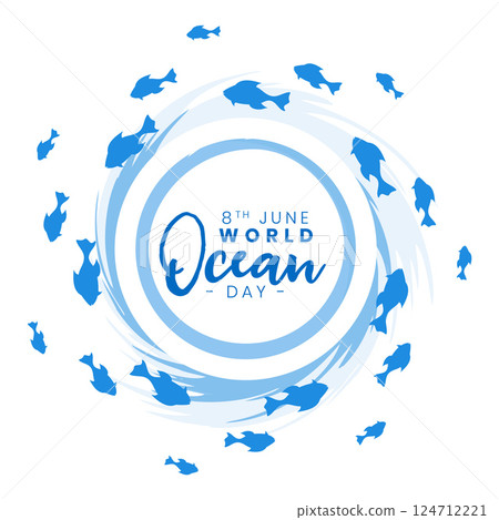 international ocean day background with aquatic fish swirl design international ocean day background with aquatic fish swirl design 124712221