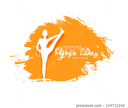 stylish international yoga day background in watercolor style 124712242