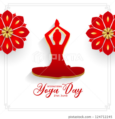decorative 21st international yoga day background design 124712245