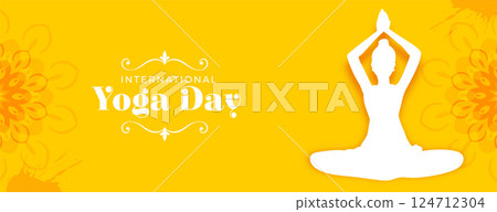 paper style international yoga day yellow poster for promoting health and relaxation paper style international yoga day yellow poster for promoting health and relaxation 124712304