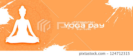grungy style international yoga day banner for relaxation and wellness 124712315