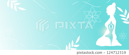 decorative world yoga day poster with text space 124712319