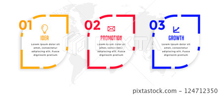 three step infographic process chart template for data visualization vector 124712350