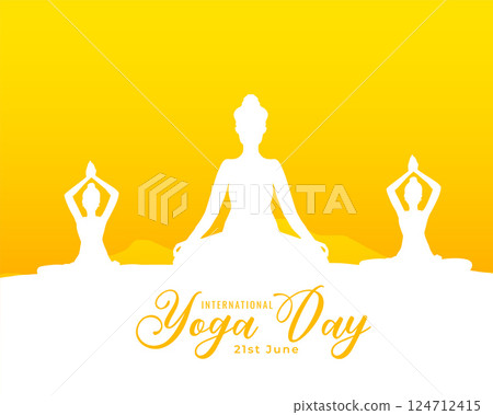 indian style international yoga day background with mediation posture 124712415