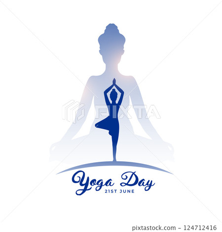 world yoga day celebration background with women doing exercise 124712416