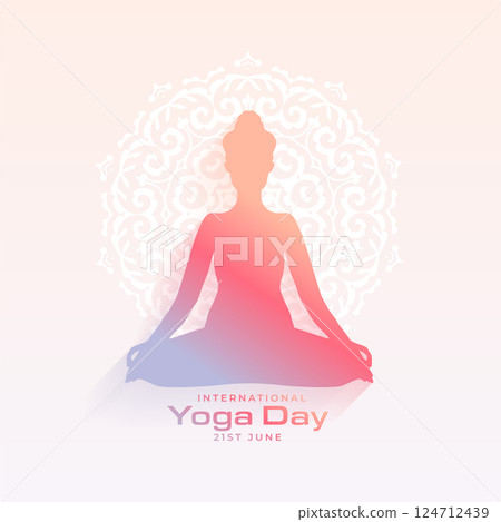 indian inspired international yoga day background with meditation posture indian inspired international yoga day background with meditation posture 124712439