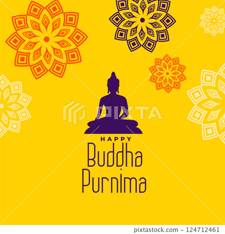 traditional buddha purnima yellow background for devotion and worship 124712461