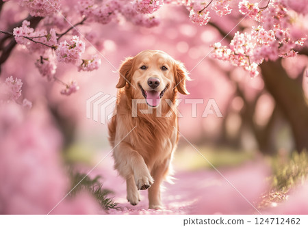 寵物與年度活動 |賞櫻(金毛犬) 寵物與年度活動 |賞櫻(金毛犬) 124712462