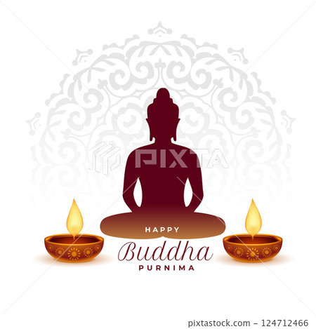 traditional gautama buddha purnima background with glowing diya traditional gautama buddha purnima background with glowing diya 124712466