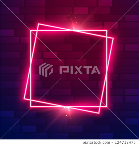 shiny neon pink frame wall backdrop with empty space 124712475