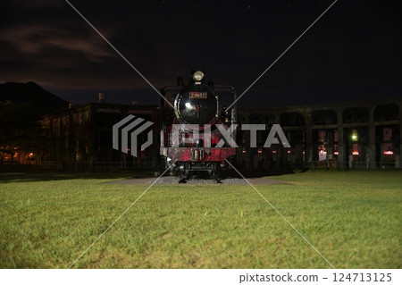Kusu District (Kusu Town) Bungomori Locomotive Shed JNR 9600 Series Steam Locomotive No. 29612 at night 124713125