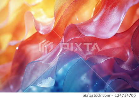 Vibrant flowing abstract waves in multicolor gradient for modern design elements 124714700