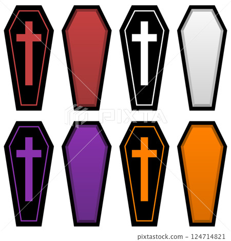 棺材空容器和蓋子 4 種顏色套裝 124714821